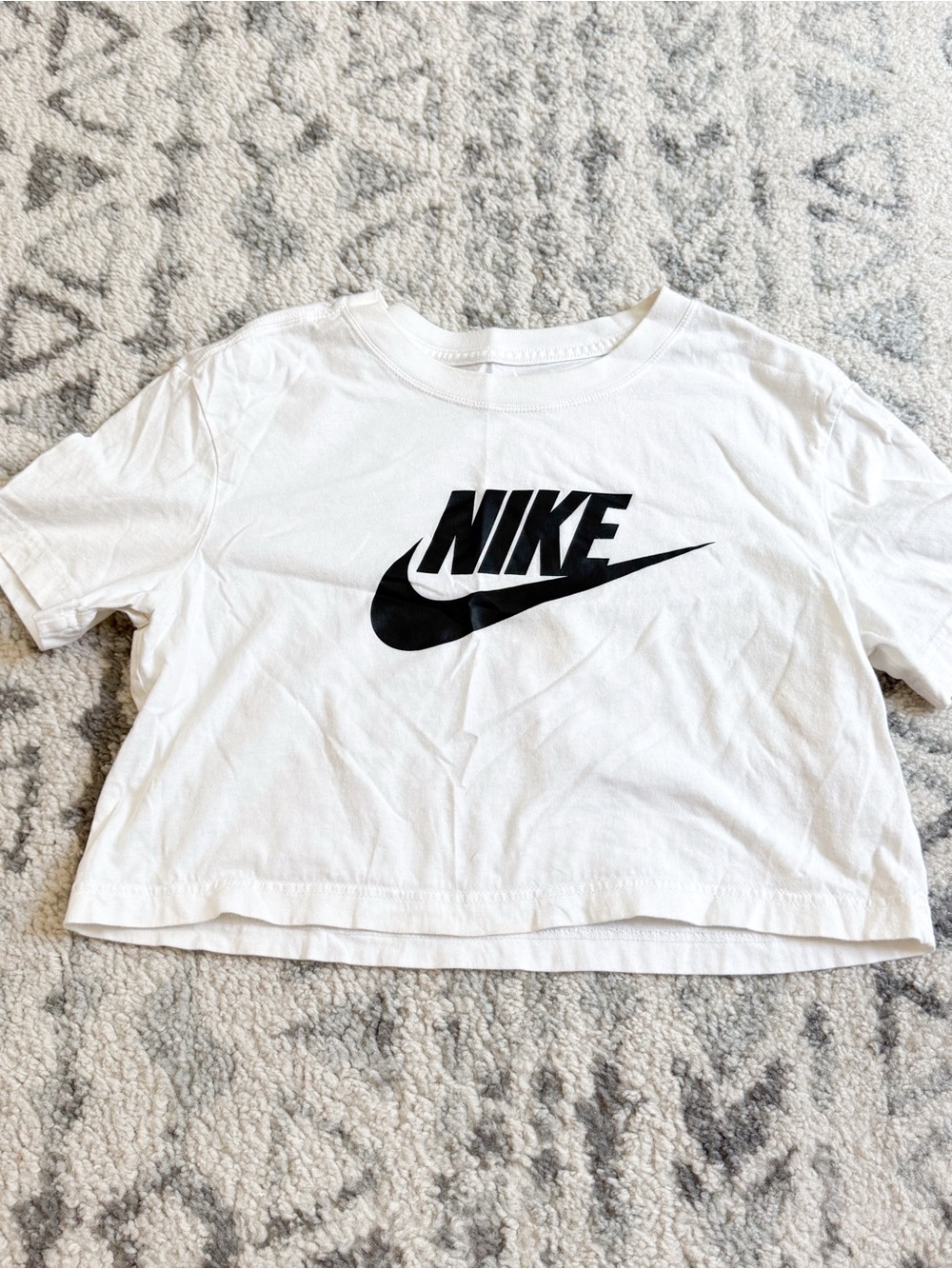 White and Black Nike Cropped Tee